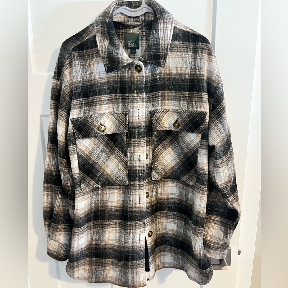 Wild Fable Plaid Jacket - Black and Cream